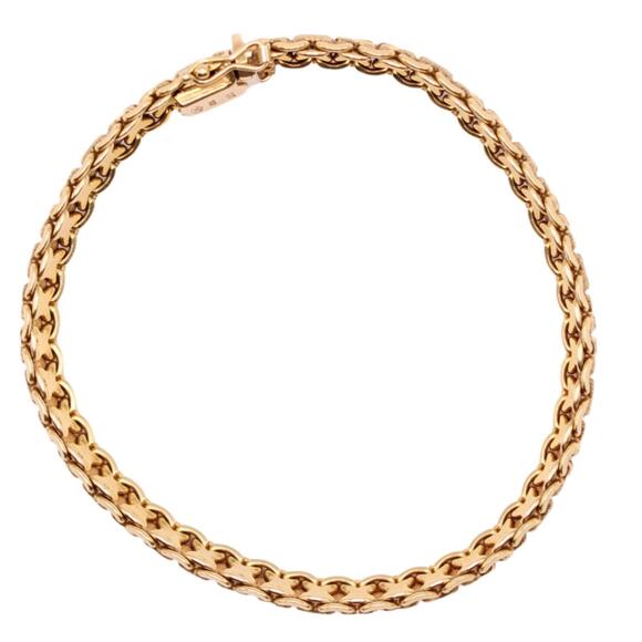 Hirsh Chitrik 14k Yellow Gold Sandblast Texture Woven Pattern Link Bracelet 7.25 - Picture 4 of 7